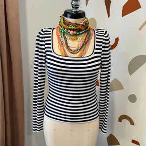 J. Crew Striped Puff Sleeve Top